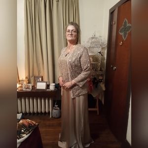 R&M Richards Mother of the bride dress in champagne color size18W